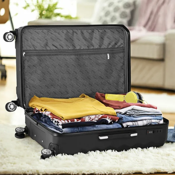 Trio of ABS Suitcases - Black, Silver and Rose Gold 20""24""28"" Lightweight & Durable, Flexible & Tough Exterior ABS Luggage - Image 6