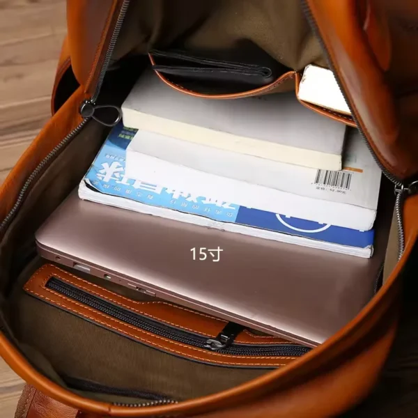Real leather Men's Backpack Retro Top layer Cowhide Casual Computer Bag New large Capacity Fashionable Travel Backpack - Image 4