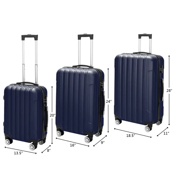 3-in-1 Multifunctional Large Capacity Traveling Storage Suitcase Luggage Set Navy Blue - Image 5