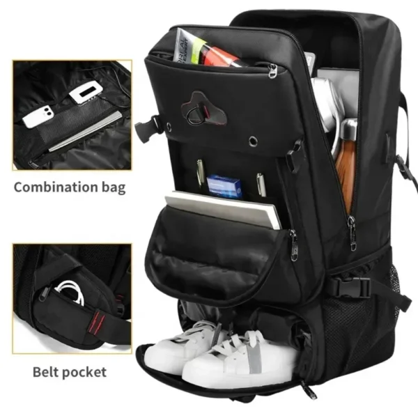 Men 35/50/60/80L Travel Backpack Laptop Business Dual Use Backpack Expandable USB Port Bag Large Capacity Waterproof Backpack - Image 2