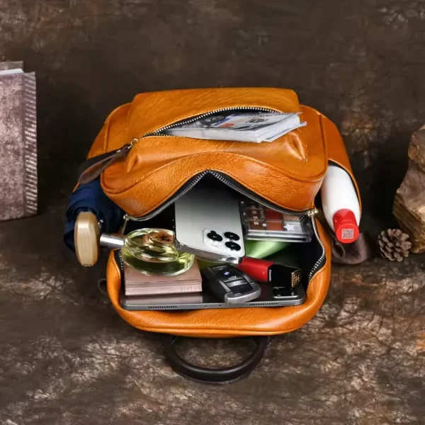 2024 New Retro Women's Backpack Designer Hand drawn Genuine Leather Luxury Women's School Backpack Women's Backpack - Image 5