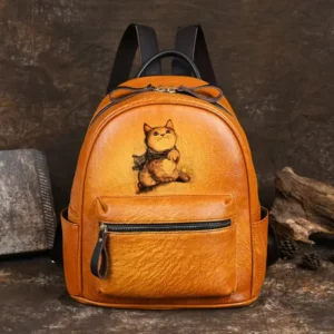2024 New Retro Women’s Backpack Designer Hand drawn Genuine Leather Luxury Women’s School Backpack Women’s Backpack