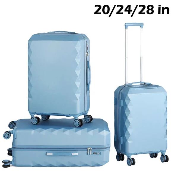 Trio of ABS Suitcases - Black, Silver and Rose Gold 20""24""28"" Lightweight & Durable, Flexible & Tough Exterior ABS Luggage - Image 2