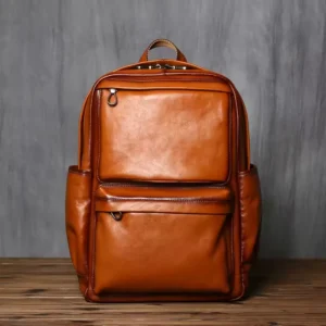 Real leather Men’s Backpack Retro Top layer Cowhide Casual Computer Bag New large Capacity Fashionable Travel Backpack