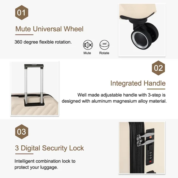 3 Pieces Luggage Set Softside Travel Suitcase with Spinner Wheels, 20+24+28in Lightweight Suitecase Set - Image 5