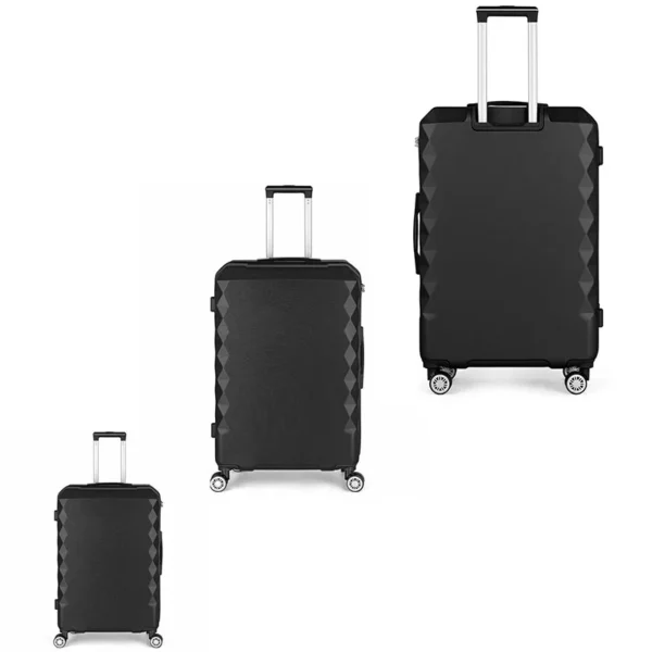 Trio of ABS Suitcases - Black, Silver and Rose Gold 20""24""28"" Lightweight & Durable, Flexible & Tough Exterior ABS Luggage - Image 4
