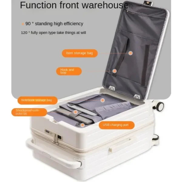 New 20"22"24"26 Inch Travel Suitcase Multifunctional Front Open Cover Trolley Case with Cup Holder Boarding Box Rolling Luggage - Image 6