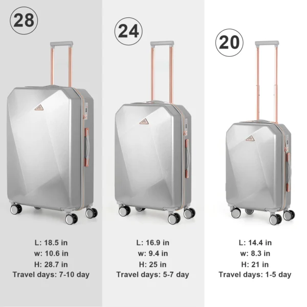 3PCS Luggage Set ABS Hardside Travel Luggage with Spinner TSA for Business Trip ABS Travel Luggage Set - Image 3