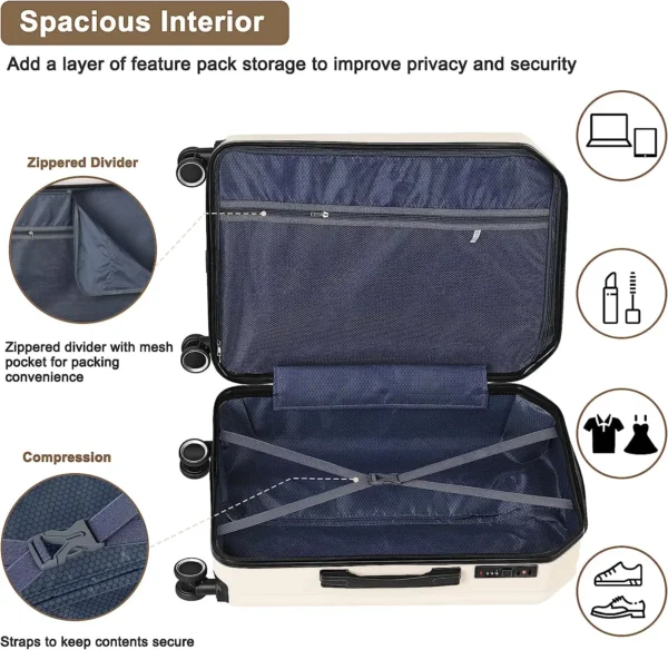 3 Pieces Luggage Set Softside Travel Suitcase with Spinner Wheels, 20+24+28in Lightweight Suitecase Set - Image 2