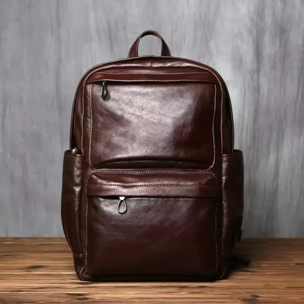 Real leather Men's Backpack Retro Top layer Cowhide Casual Computer Bag New large Capacity Fashionable Travel Backpack - Image 3