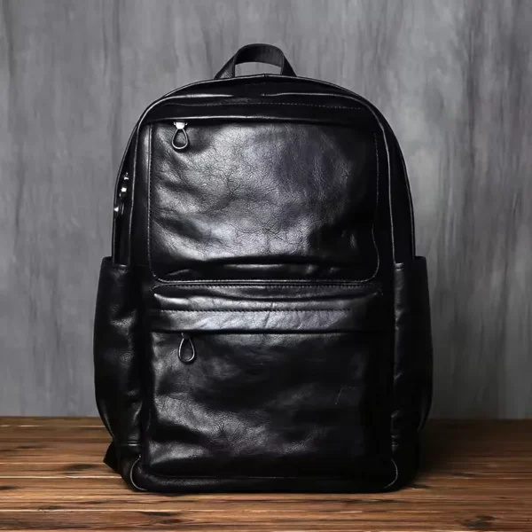 Real leather Men's Backpack Retro Top layer Cowhide Casual Computer Bag New large Capacity Fashionable Travel Backpack - Image 2
