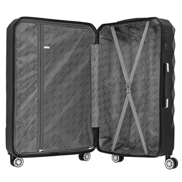 Trio of ABS Suitcases - Black, Silver and Rose Gold 20""24""28"" Lightweight & Durable, Flexible & Tough Exterior ABS Luggage - Image 5