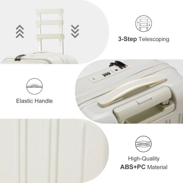Luggage Sets 3 Piece, ABS+PC Front Open Hardshell Lightweight Luggages,Suitcase with TSA Lock & Double Wheels (20/24/28, White) - Image 5