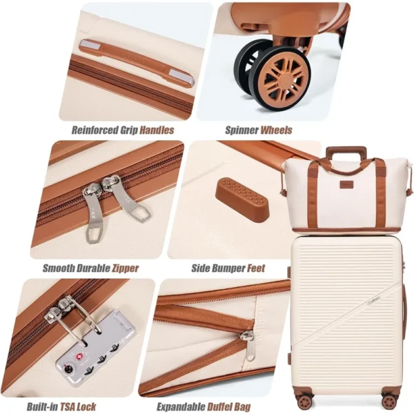 5-Piece Luggage Set 22x14x9 Airline Approved, ABS Hard Case Suitcases with Spinner Wheels, Durable Waterproof Travel Luggage - Image 3