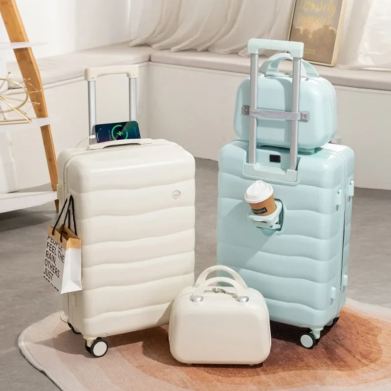 Suitcase Luggage Trolley Case Multifunction Travel Bags 18″ 26″ Lightweight Rolling Luggage Set Cabin Suitcases Carry-on Trunk