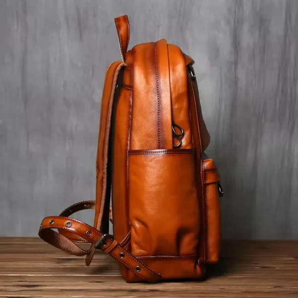 Real leather Men's Backpack Retro Top layer Cowhide Casual Computer Bag New large Capacity Fashionable Travel Backpack - Image 5