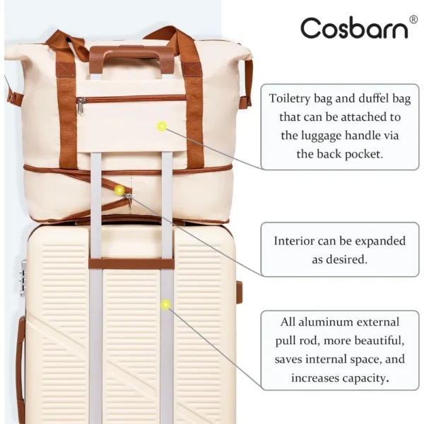 5-Piece Luggage Set 22x14x9 Airline Approved, ABS Hard Case Suitcases with Spinner Wheels, Durable Waterproof Travel Luggage - Image 4