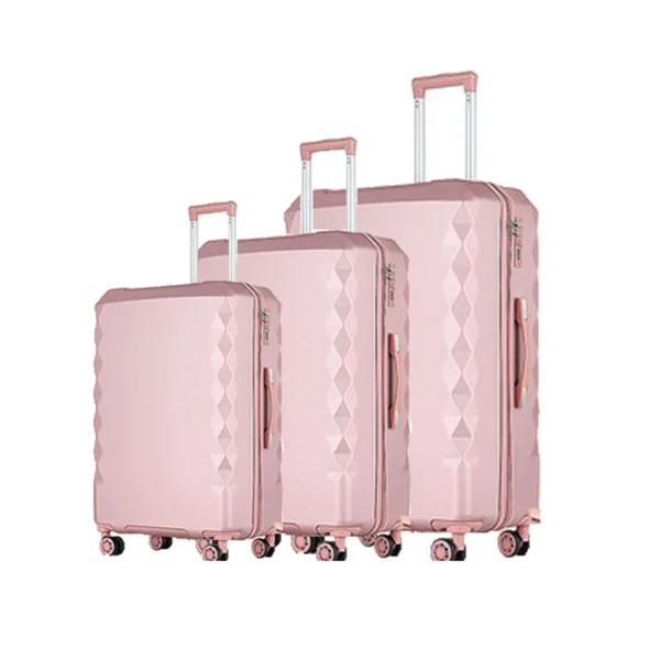 Trio of ABS Suitcases - Black, Silver and Rose Gold 20""24""28"" Lightweight & Durable, Flexible & Tough Exterior ABS Luggage - Image 3